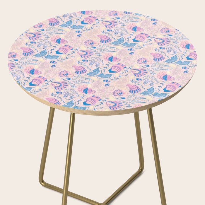 Coastal Oysters on the Beach in Pastel Pink & Blue Side Table Gallery Image 2