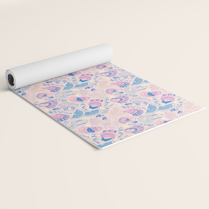 Coastal Oysters on the Beach in Pastel Pink & Blue Yoga Mat Gallery Image 2