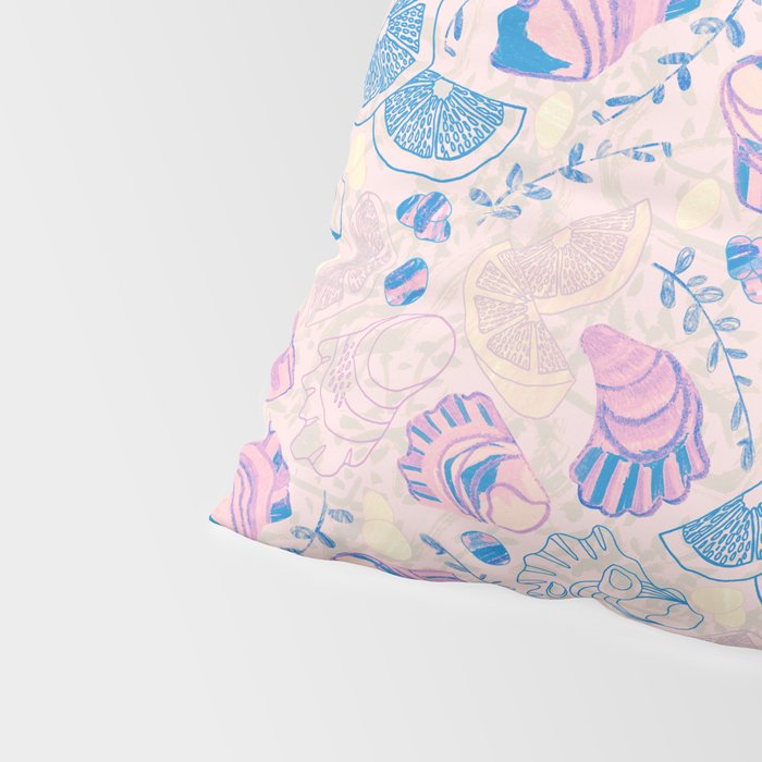Coastal Oysters on the Beach in Pastel Pink & Blue Pillow Sham Gallery Image 4