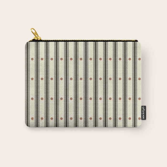 Stripes With Lines and Dots pattern black and white Carry All Pouch Gallery Image 1