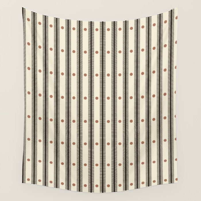 Stripes With Lines and Dots pattern black and white Wall Tapestry Gallery Image 4