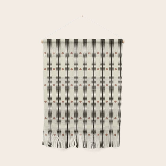Stripes With Lines and Dots pattern black and white Wall Hanging Gallery Image 1