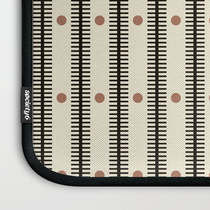 Stripes With Lines and Dots pattern black and white Laptop Sleeve Gallery Image 3