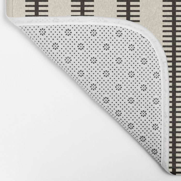 Stripes With Lines and Dots pattern black and white Bath Mat Gallery Image 2