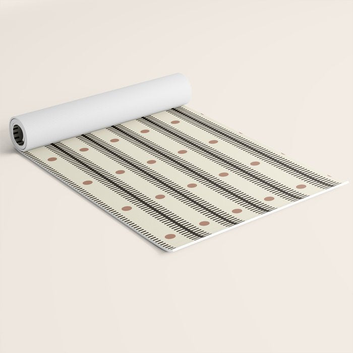 Stripes With Lines and Dots pattern black and white Yoga Mat Gallery Image 2