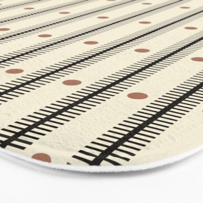 Stripes With Lines and Dots pattern black and white Bath Mat Gallery Image 3