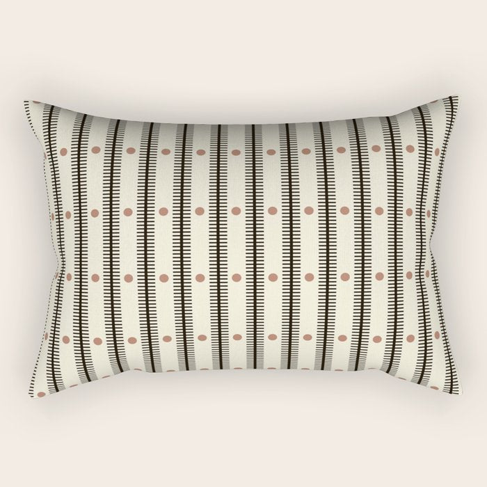 Stripes With Lines and Dots pattern black and white Rectangular Pillow Gallery Image 1