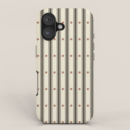 Stripes With Lines And Dots Pattern Black And White Iphone Case Gallery Image 1