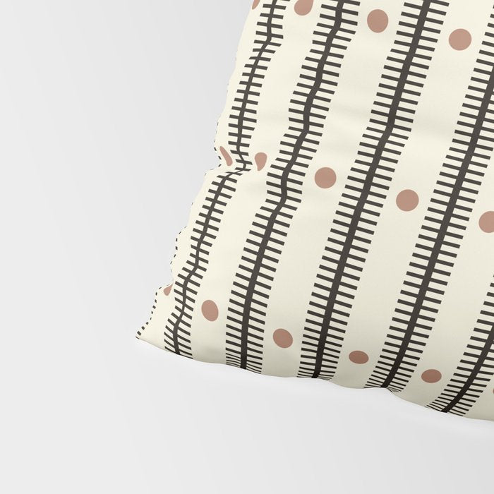Stripes With Lines and Dots pattern black and white Pillow Sham Gallery Image 4