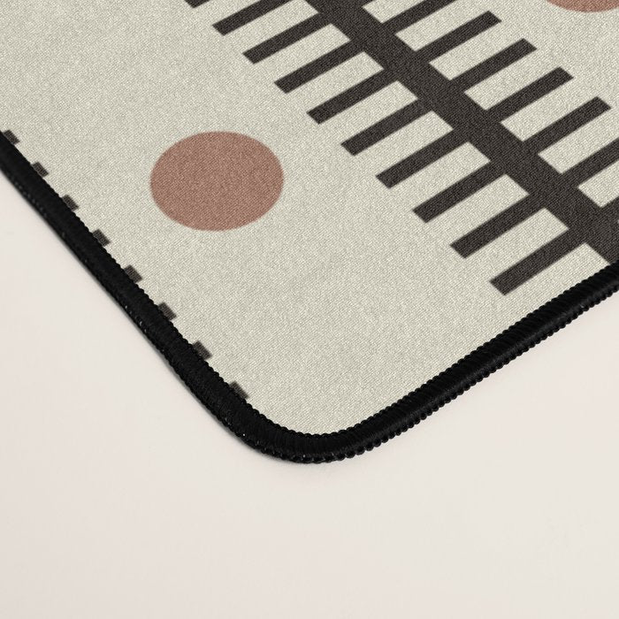 Stripes With Lines and Dots pattern black and white Desk Mat Gallery Image 4