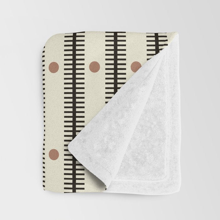 Stripes With Lines and Dots pattern black and white Throw Blanket Gallery Image 3