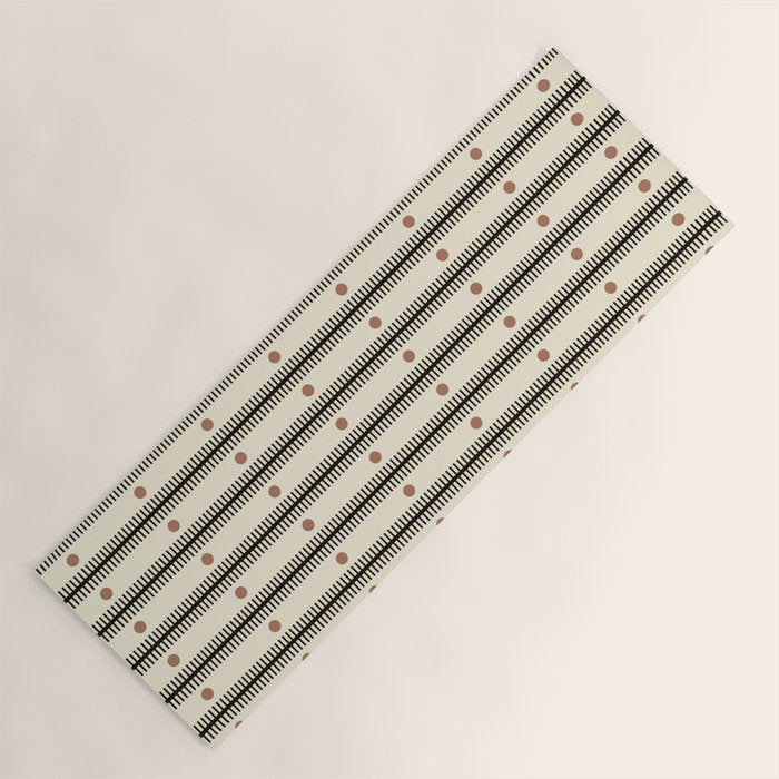 Stripes With Lines and Dots pattern black and white Yoga Mat Gallery Image 1