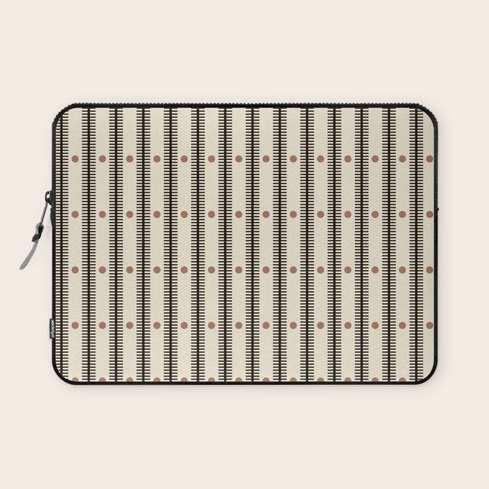 Stripes With Lines and Dots pattern black and white Laptop Sleeve Gallery Image 1