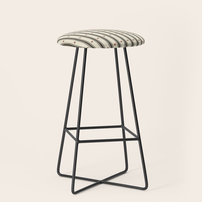Stripes With Lines and Dots pattern black and white Stool Gallery Image 1