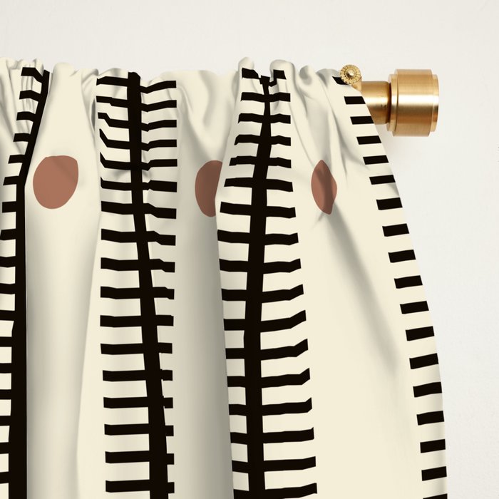 Stripes With Lines and Dots pattern black and white Window Curtain Gallery Image 2