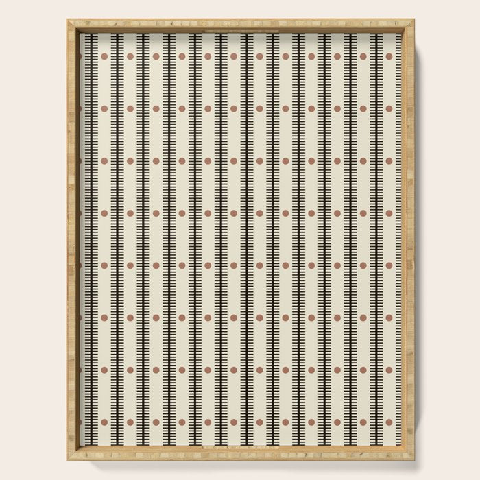 Stripes With Lines and Dots pattern black and white Serving Tray Gallery Image 1