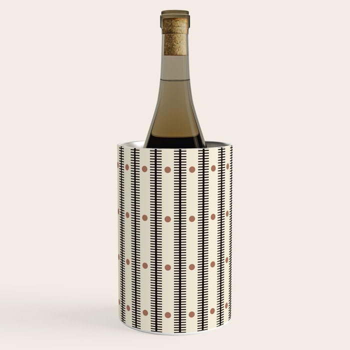 Stripes With Lines and Dots pattern black and white Wine Chiller Gallery Image 1