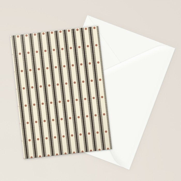 Stripes With Lines and Dots pattern black and white Stationery Card Gallery Image 2