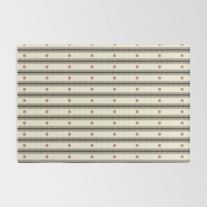 Stripes With Lines and Dots pattern black and white Rug Gallery Image 2