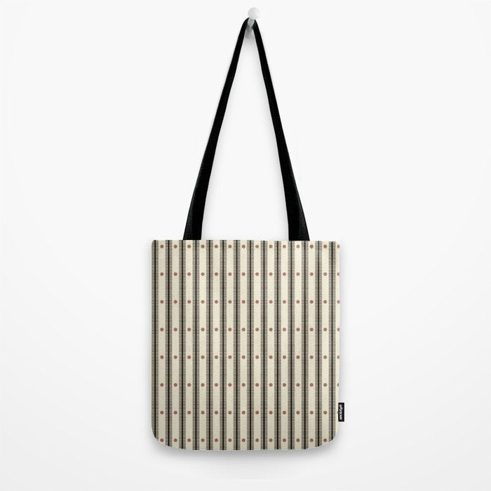Stripes With Lines and Dots pattern black and white Tote Bag Gallery Image 2
