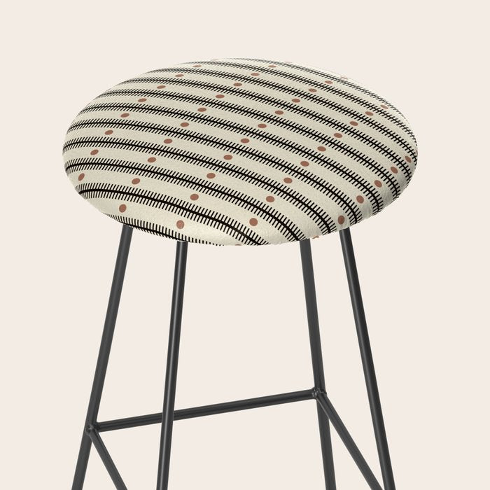 Stripes With Lines and Dots pattern black and white Stool Gallery Image 2