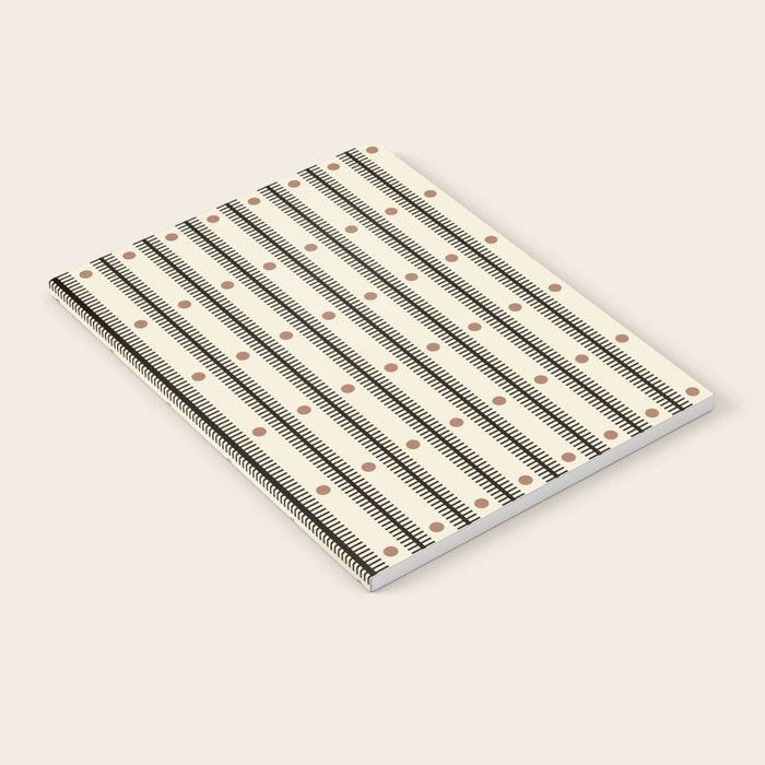 Stripes With Lines and Dots pattern black and white Notebook Gallery Image 2
