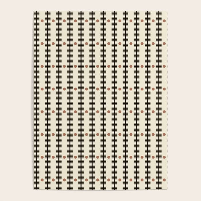 Stripes With Lines and Dots pattern black and white Poster Gallery Image 4