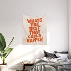 Whats The Best That Could Happen in Peach Fuzz Wall Tapestry Gallery Image 2