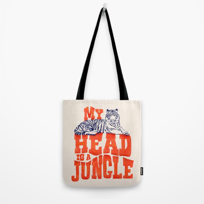 My Head is a Jungle-Tiger typography Tote Bag Gallery Image 2