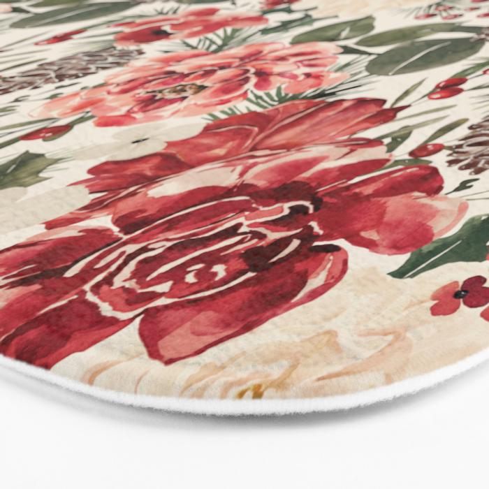 Vintage Christmas Floral Bath Mat Gallery Image 3