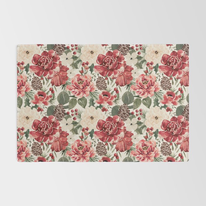 Vintage Christmas Floral Rug Gallery Image 2