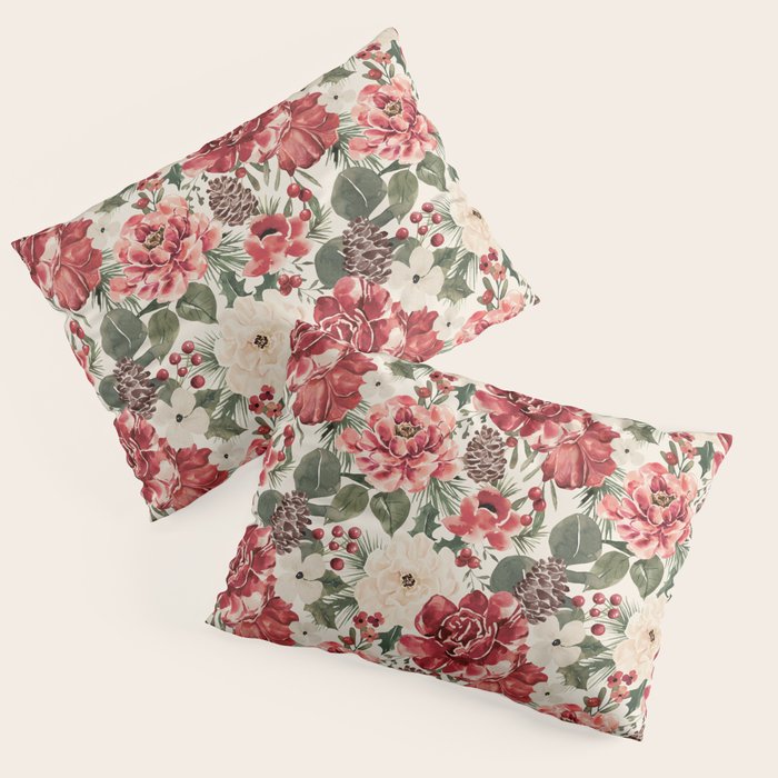 Vintage Christmas Floral Pillow Sham Gallery Image 3