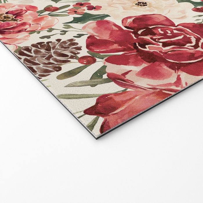 Vintage Christmas Floral Welcome Mat Gallery Image 2