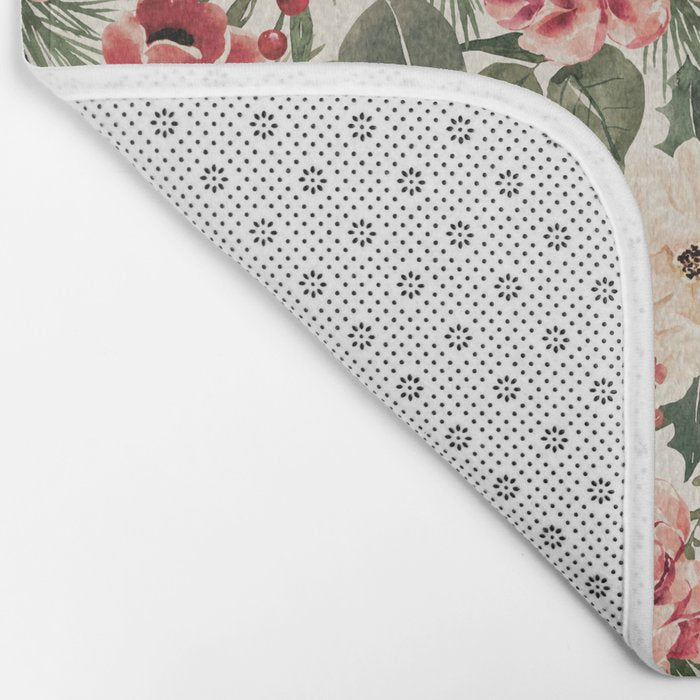 Vintage Christmas Floral Bath Mat Gallery Image 2