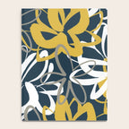 Lotus Garden Painted Floral Pattern in Light Mustard, White, and Gray on Navy Blue Notebook Gallery Image 4