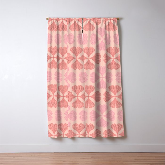 Lucky in love heart clover pattern red and pink Window Curtain Gallery Image 3