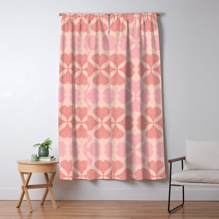 Lucky in love heart clover pattern red and pink Window Curtain Gallery Image 5