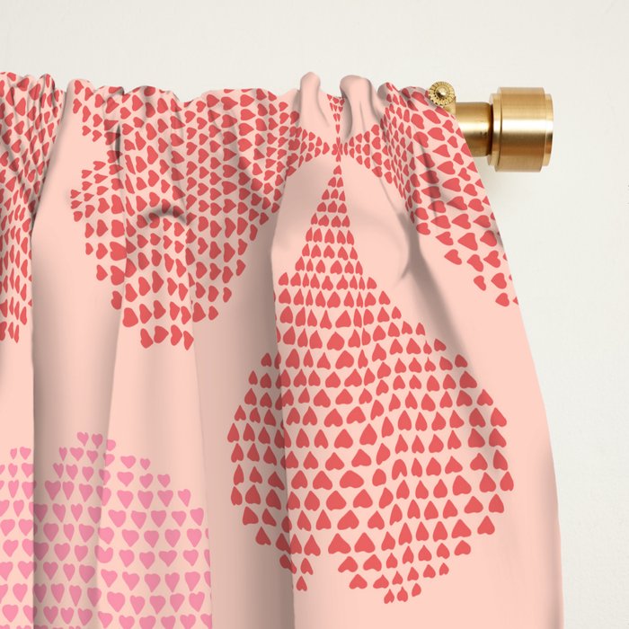 Lucky in love heart clover pattern red and pink Window Curtain Gallery Image 2