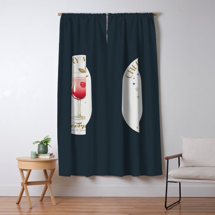 Cherry Mimosa Cocktail Zodiac Sign Window Curtain Gallery Image 1