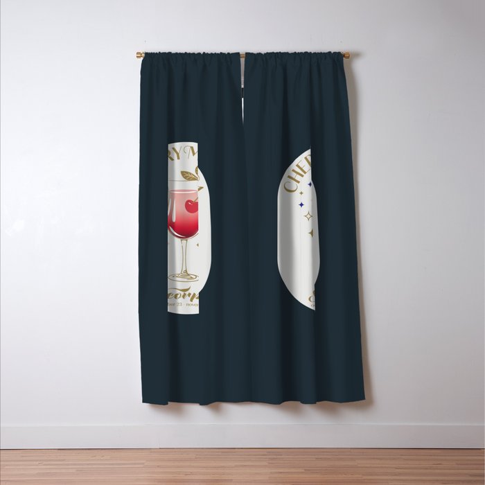 Cherry Mimosa Cocktail Zodiac Sign Window Curtain Gallery Image 3