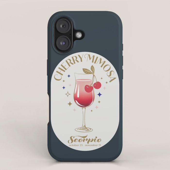Cherry Mimosa Cocktail Zodiac Sign iPhone Case Gallery Image 1
