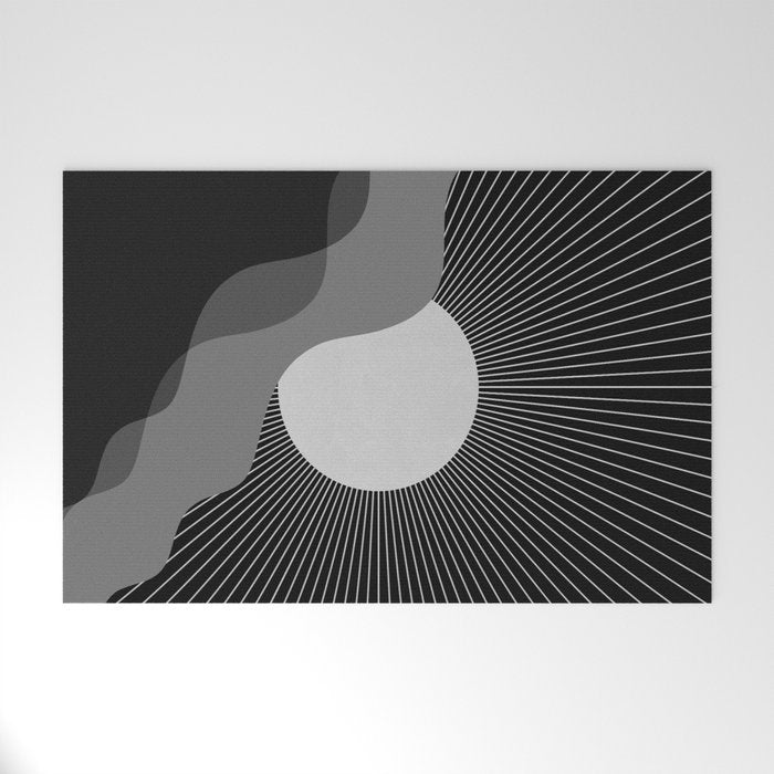 Abstraction_SUNRISE_SUNSET_BLACK_WHITE_MONO_POP_ART_0622A Welcome Mat Gallery Image 1