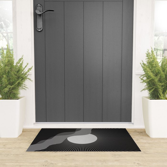 Abstraction_SUNRISE_SUNSET_BLACK_WHITE_MONO_POP_ART_0622A Welcome Mat Gallery Image 3