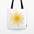 Contented Sun Cute Mustard Yellow Sunburst Tote Bag Gallery Image 1