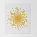 Contented Sun Cute Mustard Yellow Sunburst Throw Blanket Gallery Image 2