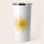 Contented Sun Cute Mustard Yellow Sunburst Travel Mug Gallery Image 1