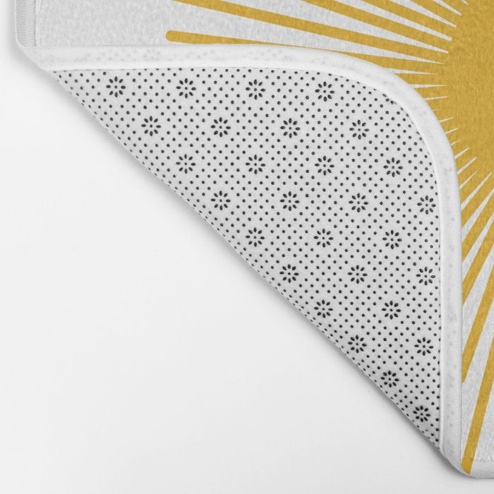 Contented Sun Cute Mustard Yellow Sunburst Bath Mat Gallery Image 2