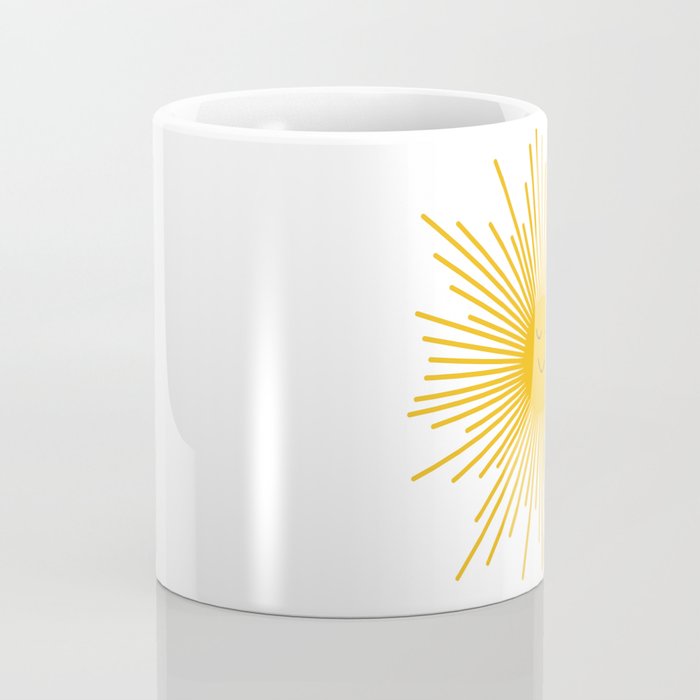 Contented Sun Cute Mustard Yellow Sunburst Coffee Mug Gallery Image 4