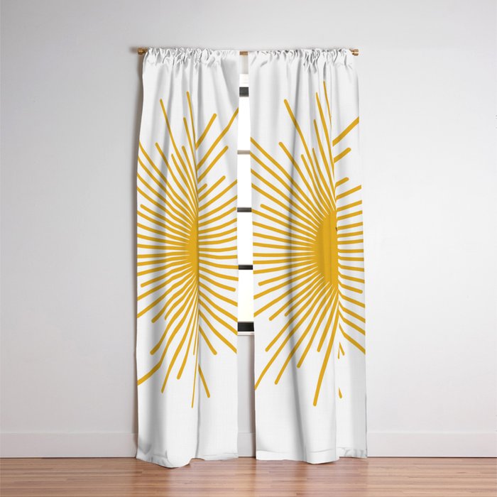 Contented Sun Cute Mustard Yellow Sunburst Window Curtain Gallery Image 3