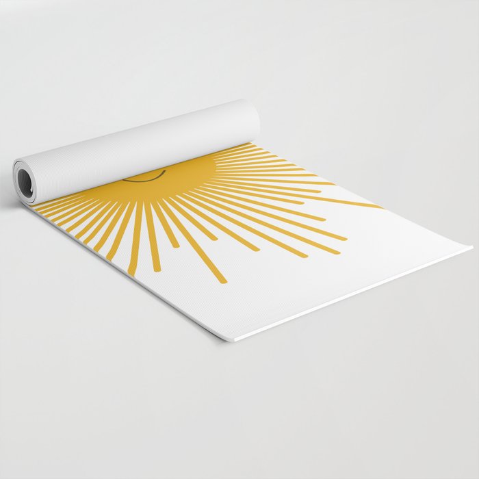 Contented Sun Cute Mustard Yellow Sunburst Yoga Mat Gallery Image 2